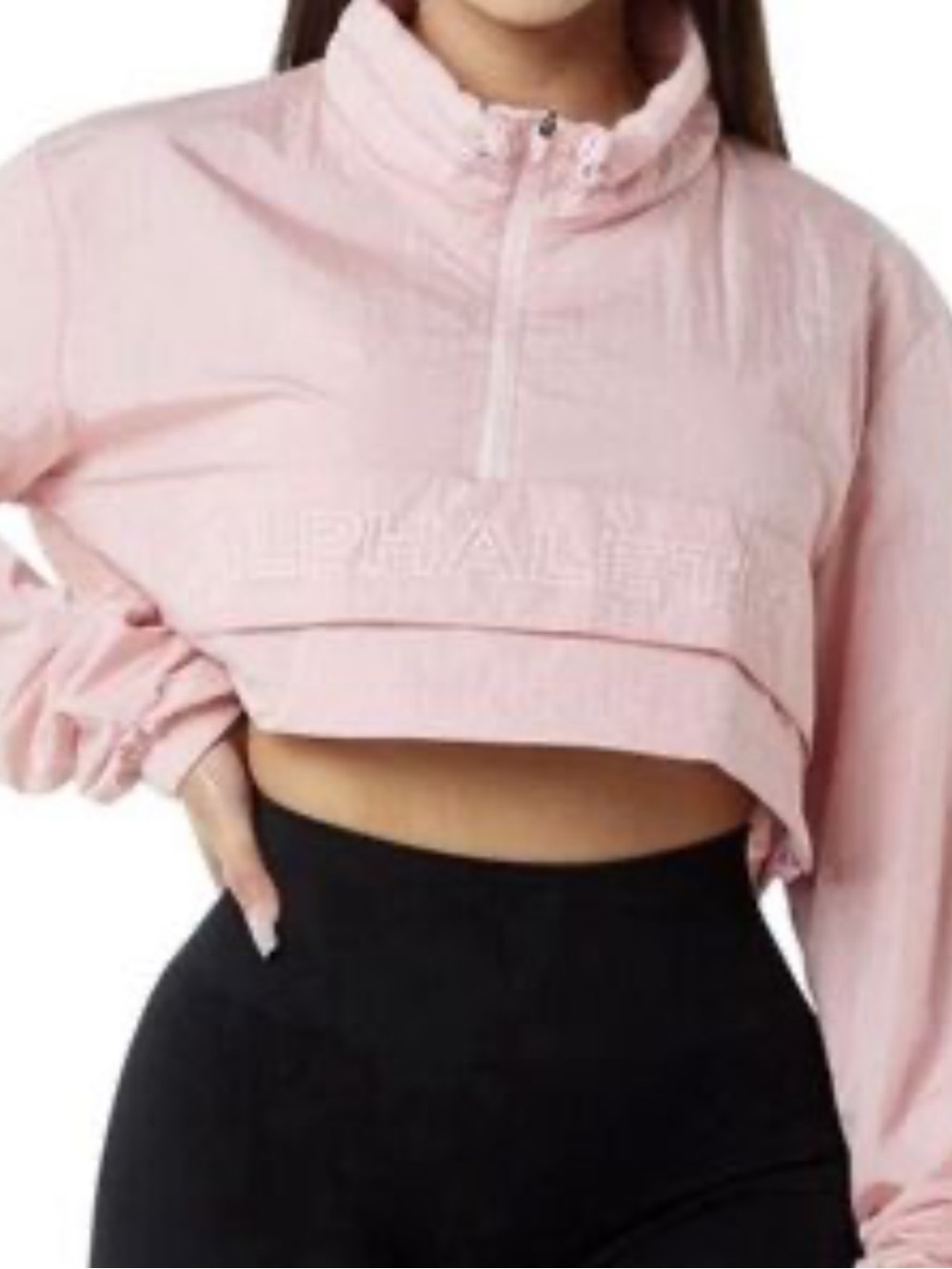 Alphalete Light Pink Cropped Quarter-Zip Pullover